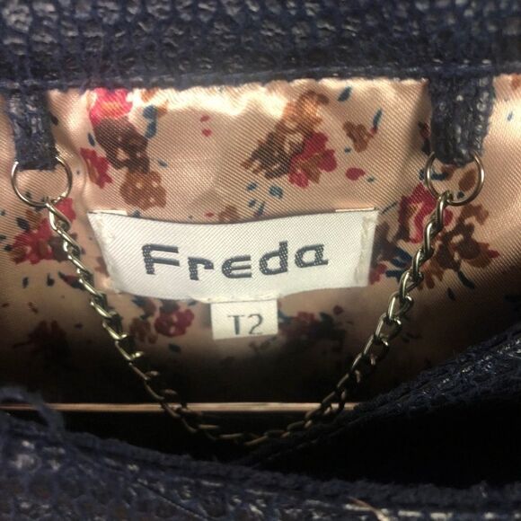 Freda (UK Boutique) Blue Biker Moto Jacket Size 12 - Picture 5 of 11